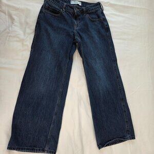 Hollister Low Rise Baggy Straight Wide Leg Jeans Dark Blue Wash Size W25